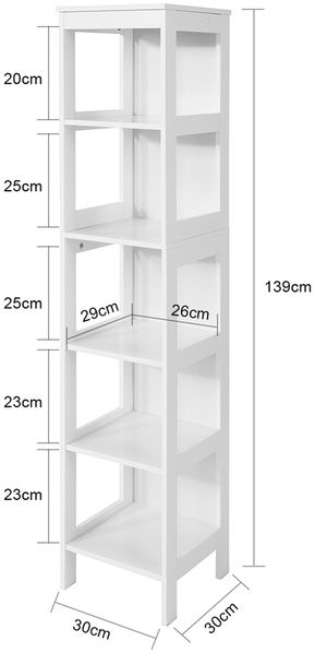 SoBuy BZR14-W Badezimmer-Hochschrank, MDF, Lackiert, Weiß, 30 x 139 x 30 cm Bild 3