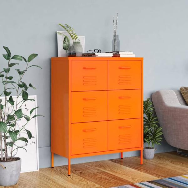 vidaXL Schubladenschrank Orange 80x35x101,5 cm Stahl 336147