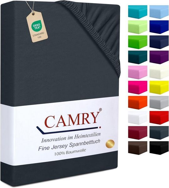 Camry Spannbettlaken CLASSIC Jersey 100% Baumwolle Spannbetttuch atmungsaktiv Gummizug, Jersey Baumwolle, Gummizug: rundum, 100% Baumwolle, alle Matratzenhöhen, atmungsaktiv, pflegeleicht