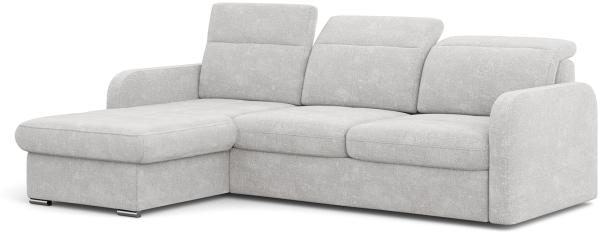 MEBLINI Schlafcouch mit Bettkasten - Ecksofa mit Schlaffunktion - Sofa mit Relaxfunktion und Kopfstützen - Couch L-Form - Eckcouch - Wohnlandschaft - EMERALD - 215x167x84cm - Hellgrau Webstoff