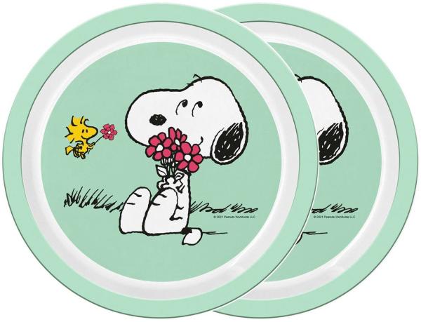 Geda Labels GmbH Frühstücksteller Teller Snoopy Kids 2er Set 21,5cm, (2 St), Melamin