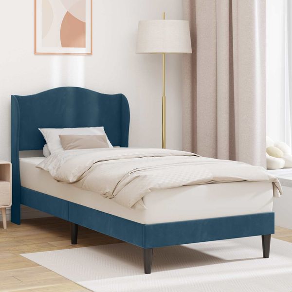 vidaXL Bettrahmen mit Kopfteil Blau 100 x 200 cm Samt 42027904