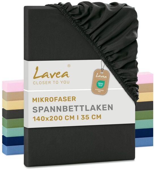 Lavea Spannbettlaken Bettlaken, Spannlaken Mikrofaser, 180x200 cm, 200x200 cm, (2 Stück), kühlend & atmungsaktiv, schnelltrocknend, weich, pflegeleicht