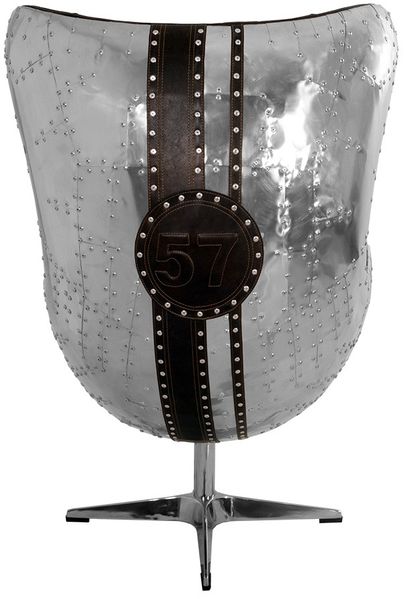 Schalensessel Saltum Leder Aluminium "Java-Black" Bild 4
