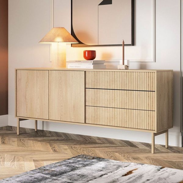 Compleo Kommode skandinavisch mit 3 Schubladen KOMO, Möbelfarbe:Eiche cremona