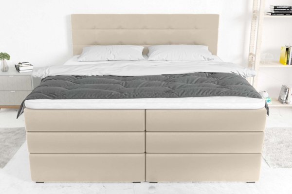 99rooms Dante Boxspringbett Kunstleder MADRYT Champagner Bonell-Federung 160x200 cm Bild 2