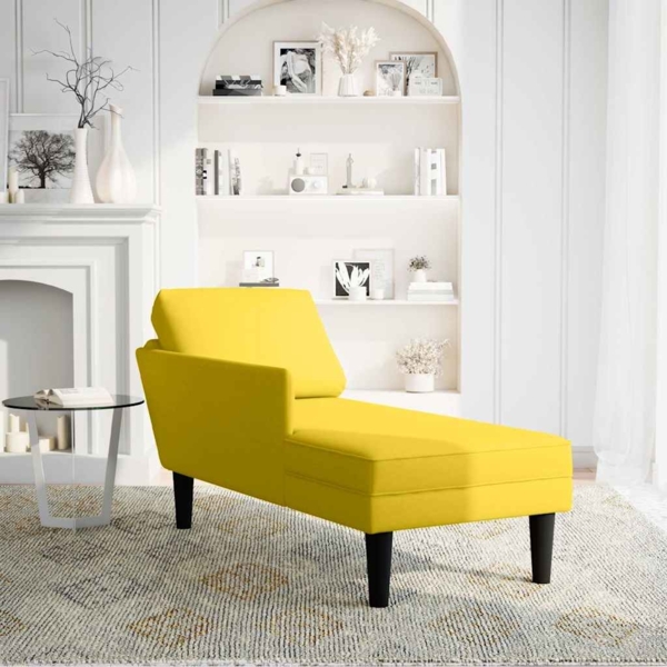 vidaXL Chaiselongue mit Kissen und Rechter Armlehne Gelb Samt 4009813