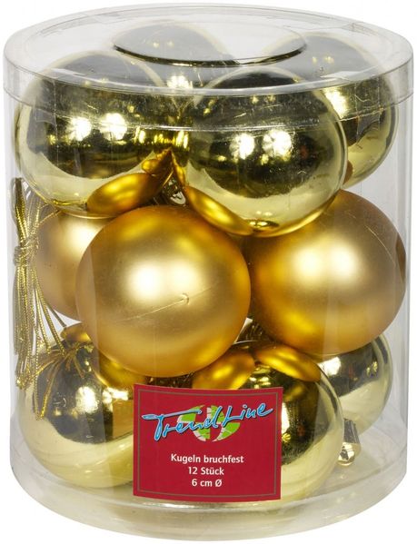 TrendLine Christbaumkugeln 12 Kugeln Ø 6cm Weihnachtskugeln Weihnachtsbaumkugeln