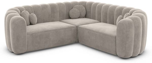 Samtstoff Ecksofa Almeria L Form - Samtstoff - sand