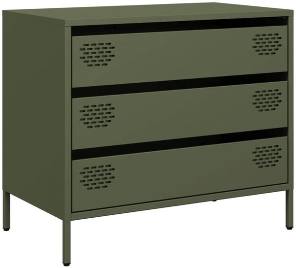 Sideboard, Kommode Olivgrün 68x39x58,5 cm Kaltgewalzter Stahl j2261p