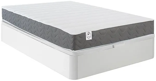 Vente-unique - HEAVEN Mattress and bed base set StoffHolz, Platte Weiß - B 140 cm x H 18 cm30 cm x L 200 cm