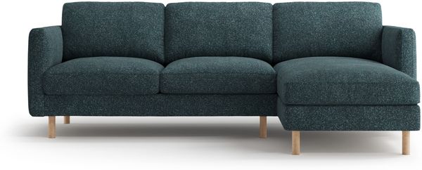 Micadoni Ecksofa Eden Groß 3-Sitzer Rechts Strukturierter Stoff Grün Blau Melange
