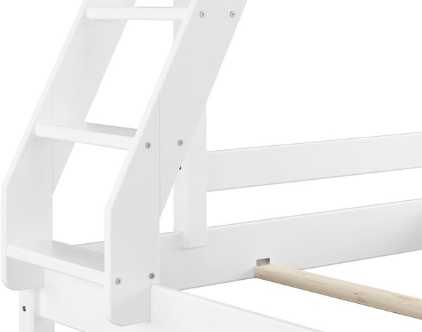 Doppel-Etagenbett 140x200 und 90x200 Erwachsenen-Stockbett Kiefer Massivholz weiß V-60.18W-09-14Rollrost und Matratze inkl. Bild 10