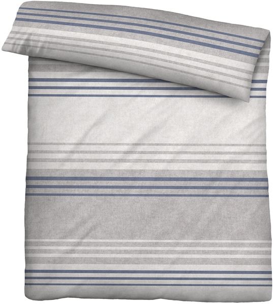 biberna Melange-Flanell Bettwäsche 0840516 QUERSTREIFEN, blau, 1x 155x220 cm + 1x 80x80 cm Bild 2