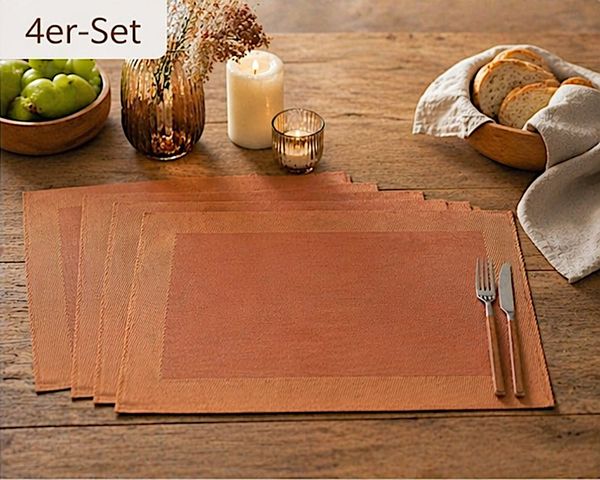 Platzdeckchen Tischset orange 2-8 Stück 32,5x45cm PVC Polyester abwaschbar Platzmatte Tischunterlage moderne Tischmatte für Küche und Esszimmer