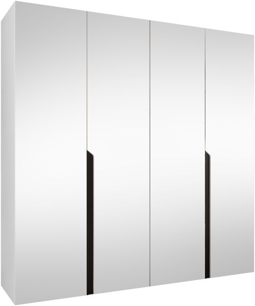 Kleiderschrank Veluna III 200 (Farbe: Weiß / Weiß + Schwarz)