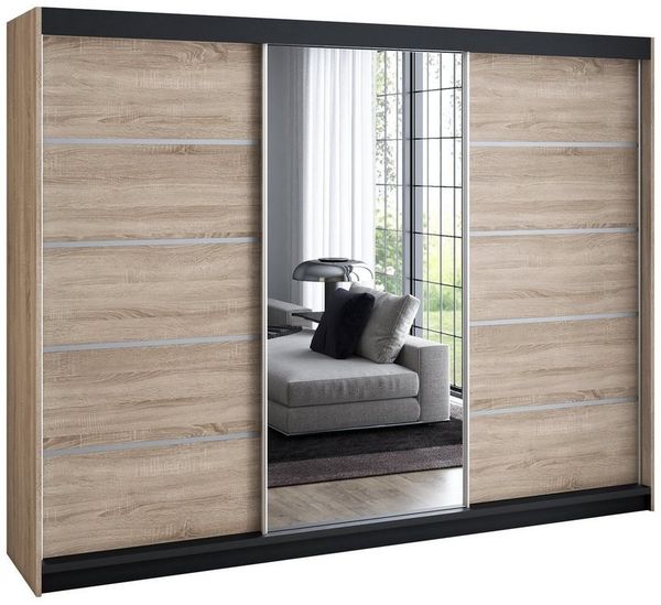 A&J MöbelLand GmbH Schiebetürenschrank VILUNO mit 4 Schubladen und Spiegel (TOP ANGEBOT! Geräumiger Schrank mit einer Breite von 200 cm und Spiegel, ideal zur Aufbewahrung von Kleidung und Accessoires. 4 Schubladen und viel Stauraum. TOP PRODUKT! Wähle...
