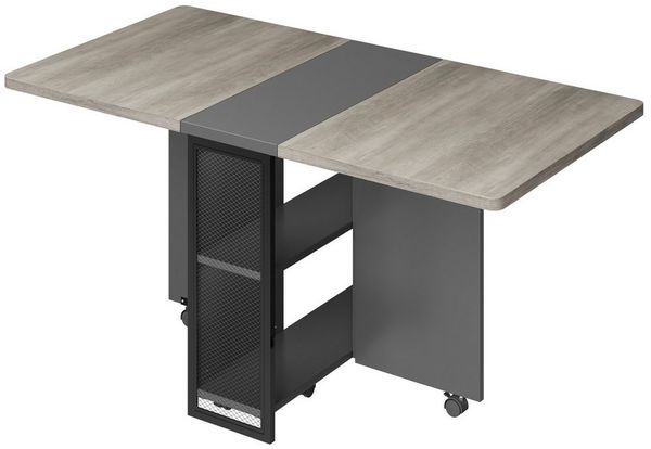 GarveeMore Esstisch Klappbarer mit 2 Ablagefächern,ausziehbarer,für kleine Räume, vielseitiger Klapptisch für Küche und Büro,Schreibtisch,Esszimmermöbel