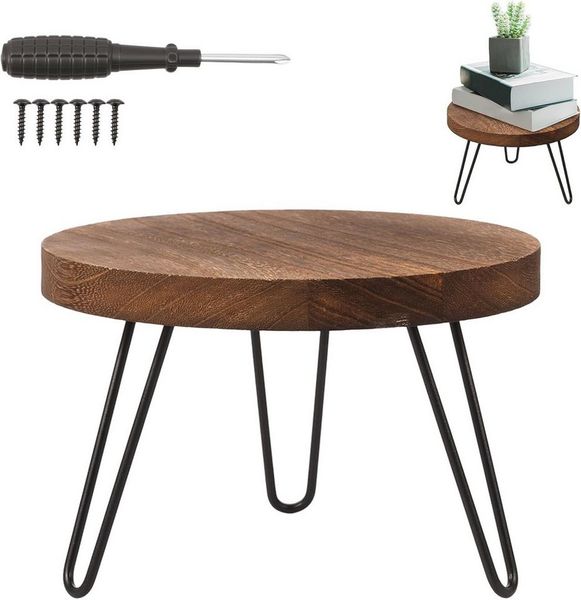 BlingBin Blumenhocker Pflanzenständer Holz, Blumenständer Rund Blumenhocker mit 3 Füßen (1 Stück, 1 St, 25,4 x 25,4 x 17,8 cm), für Verschiedene Topfgrößen Pflanzenregal Pflanzenhocker für Haus