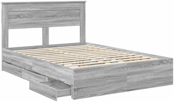 vidaXL Bettrahmen Graues Sonoma 150 x 200 cm Ingenieurs Holz 3409842 Bild 5