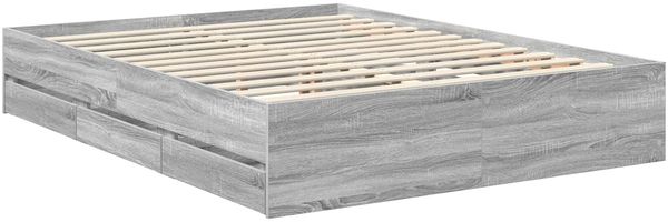 vidaXL Bettrahmen Graues Sonoma 150 x 200 cm Ingenieurs Holz 3409842 Bild 6