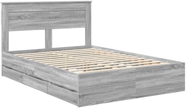 vidaXL Bettrahmen Graues Sonoma 150 x 200 cm Ingenieurs Holz 3409842 Bild 4