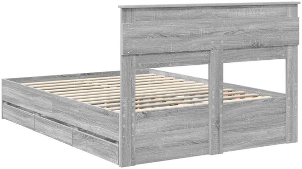 vidaXL Bettrahmen Graues Sonoma 150 x 200 cm Ingenieurs Holz 3409842 Bild 10