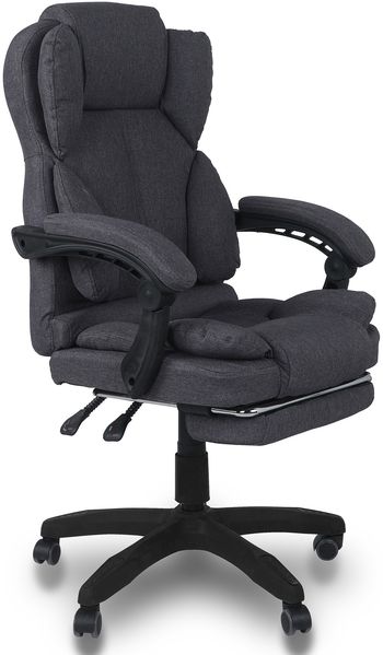 Trisens Bürostuhl mit gepolsterten Armlehnen und Kopfunterstützung, ergonomisch und höheverstellbar, Stoff Dunkelgrau, (95-105) x 70x65 cm