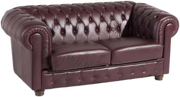 Sofa 2-Sitzer Kalea Bezug Wischleder Buche nussbaum dunkel / rot 21374