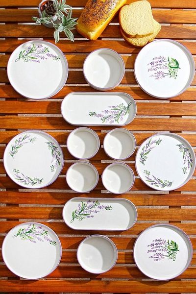 Hermia Concept Frühstücks-Geschirrset 6 Tellern, 2 Platten und 6 Schüsseln Dieses Set 100 % Keramik (14-tlg), 6 Personen, Keramik, Steinzeug, spülmaschinenfest und mikrowellengeeignet