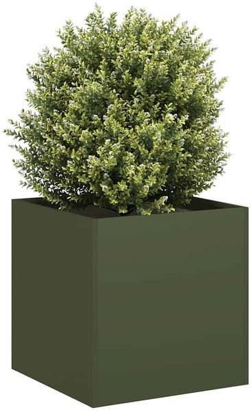 vidaXL Pflanzkübel Olivgrün 40x40x40 cm Kaltgewalzter Stahl 860664