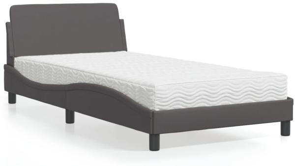 vidaXL Bett mit Matratze Grau 100x200 cm Kunstleder 3208360