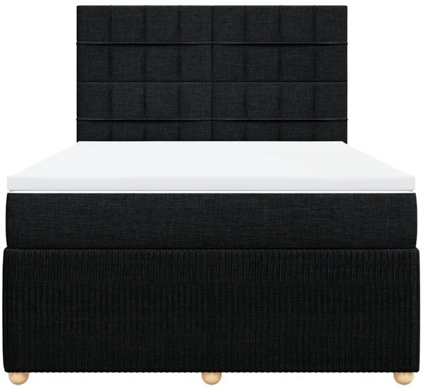 vidaXL Boxspringbett mit Matratze Schwarz 140x200 cm Stoff 3294381 Bild 6