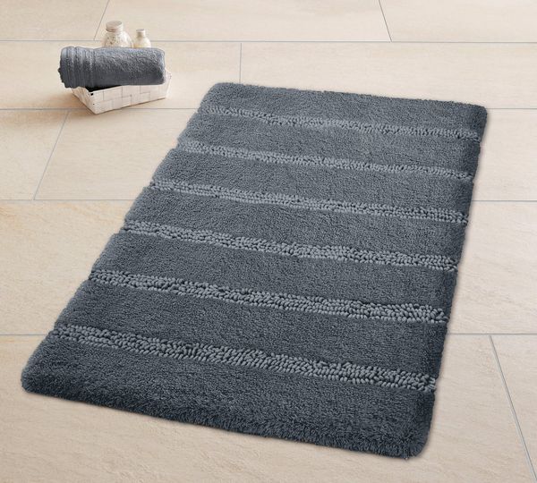 Kleine Wolke Badematte Monrovia, Badvorleger, Badezimmer Teppich, Höhe 23 mm, rutschhemmend beschichtet, fußbodenheizungsgeeignet, Kunstfaser, rechteckig, Badteppich, Uni Farben, gestreift, aus Mikrofaser, waschbar