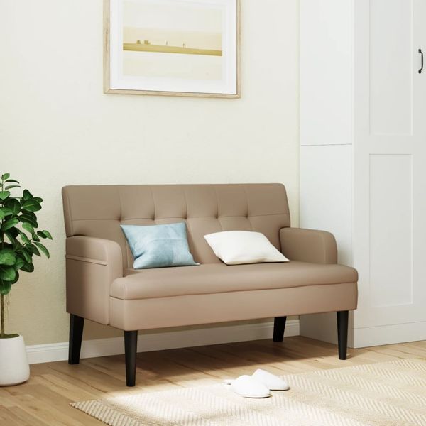 vidaXL Sitzbank mit Rückenlehne Cappuccino 112x65,5x75 cm Kunstleder 372152