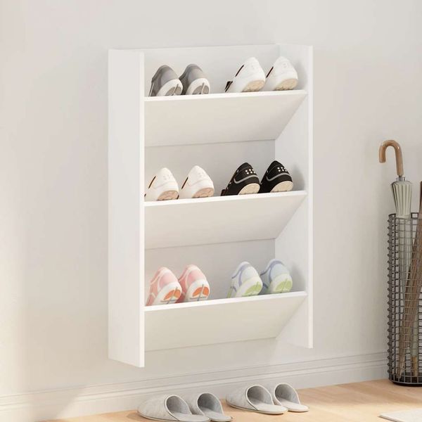 vidaXL Wand-Schuhschrank Weiß 60x18x90 cm Holzwerkstoff 806759