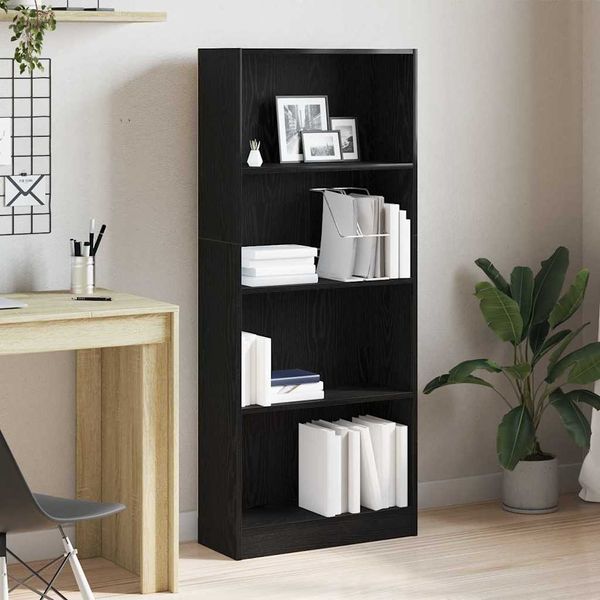 vidaXL Bücherregal Schwarz Eichen-Optik 60 x 24 x 143 cm Holzwerkstoff 862467