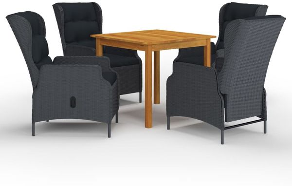 vidaXL 5-tlg. Garten-Essgruppe Dunkelgrau 3067747