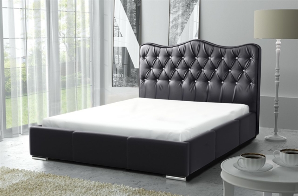 Polsterbett Bett Komplettset SULTAN Kunstleder Schwarz 180x200 cm