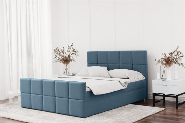 Boxspringbett Schlafzimmerbett JOST 140x220cm in Stoff Matt Velvet Himmelblau