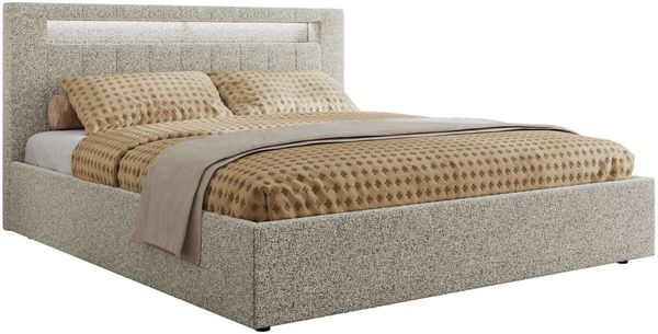 Polsterbett GOLD 5 CLASSIC 160 x 200 cm mit LED-Beleuchtung & Bettkasten, Doppelbett inkl. Lattenrost, Metall-Lift-System & Stauraum - Hellgrau Struktur Bild 5