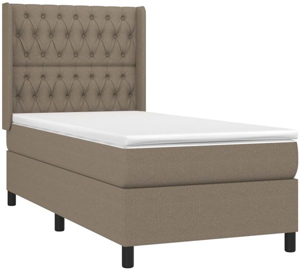 vidaXL Boxspringbett mit Matratze & LED Taupe 100x200 cm Stoff 3138537 Bild 4