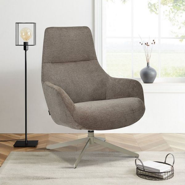 INOSIGN Drehsessel CLARINDA moderner Ohrensessel drehbar, TV-Sessel, Relaxsessel, 360-Grad drehbar, robustes Metallgestell