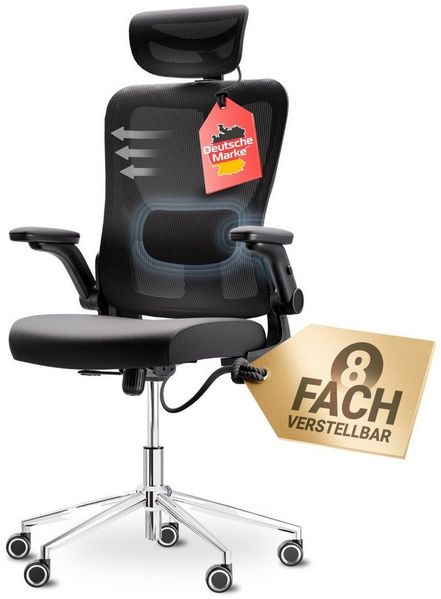 LUTIVO Bürostuhl Ergonomisch & Individuell Anpassbar, Home Office Schreibtischstuhl (Bürostuhl Alpha, Bravo), Einstellung für Sitzhöhe, Kopfstütze, Armlehnen und Rücken Support