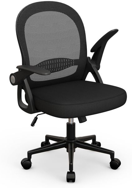 naspaluro Bürostuhl, Ergonomischer Schreibtischstuhl mit Atmungsaktiv Netzbespannung, Hochklappbare Armlehnen, Höhenverstellbarer, Computerstuhl, Leichter Stuhl, 360° Drehstuhl, Schwarz