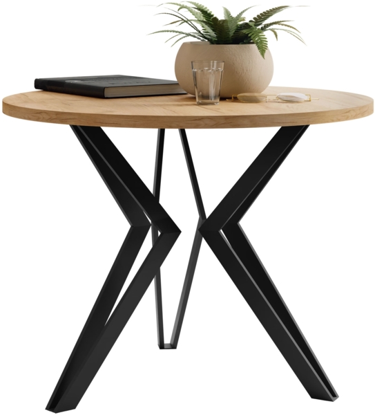 Runder Couchtisch Korku M13 (Farbe: Eiche Gold / Schwarz)