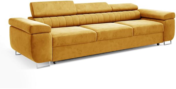 Schlafsofa CARMEN, moderne Couch mit verstellbaren Kopfstützen, ausziehbare Polstercouch, Sofa mit Schlaffunktion, Kronos 42, 90 x 98 x 262 cm