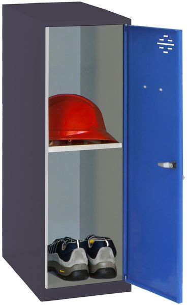 Simon Rack Simonlocker Kommode, klein, 915 x 400 x 500 mm, Amario aus Metall, mit Schlüssel, Anthrazit/Blau