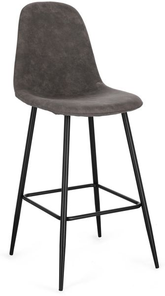 Barhocker New Alirela aus Kunstleder, modern mit Fußstütze, dunkelgrau, 2er-Set