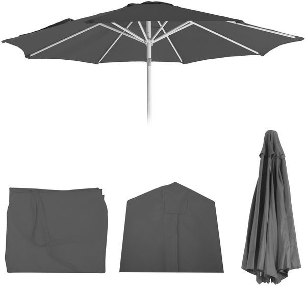 Ersatz-Bezug für Sonnenschirm N19, Sonnenschirmbezug Ersatzbezug, Ø 3m Stoff/Textil ~ anthrazit
